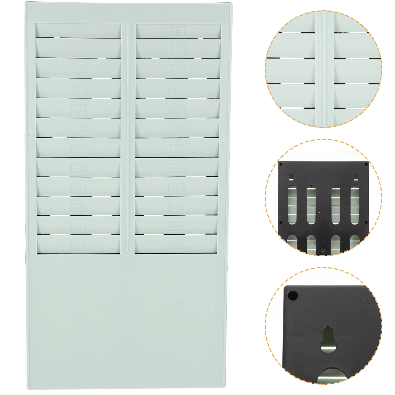 support-mural-en-plastique-a-24-emplacements-pour-cartes-de-presence-ideal-pour-salles-d'examen-stations-de-pointage-horaire-de-bureau-et-surveillance-des-presences