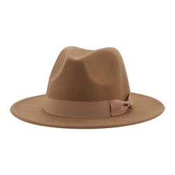 Kobiety kapelusze kobiety mężczyźni czapki szerokie rondo Bowknot wstążka czapka zimowa kobiety sukienka formalne różowe białe kapelusze Fedora Sombreros De Mujer