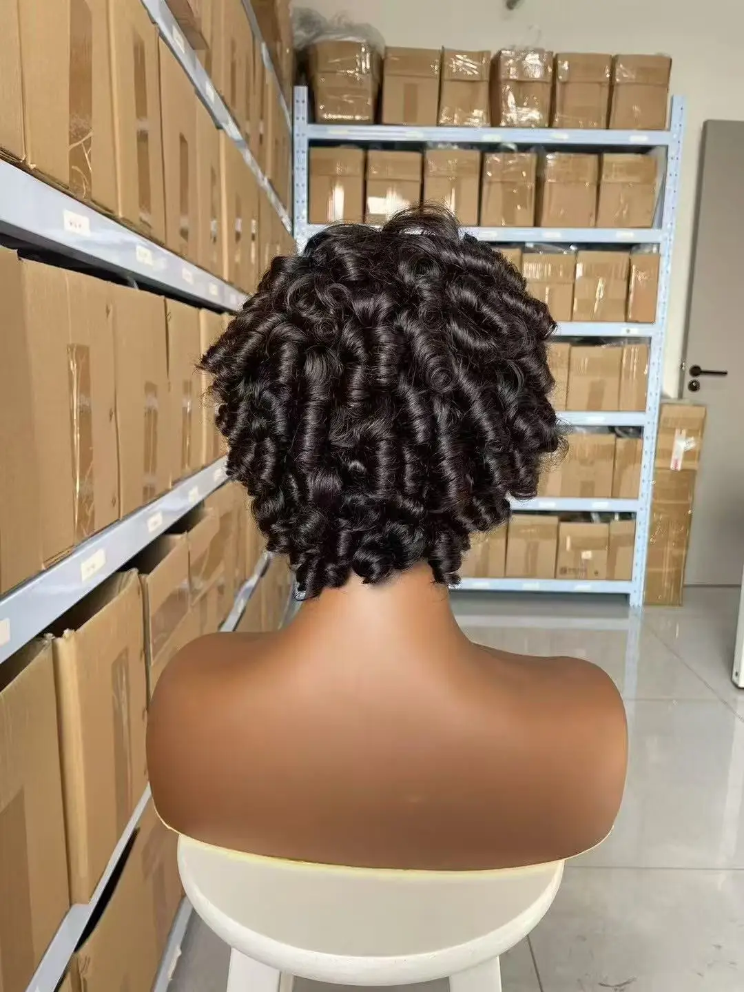 100% Echthaar Fummi bouncy Loose Wave Fluffy Explosion Head Vollmaschinen-Kurzhaarperücke aus brasilianischem Echthaar für schwarze Frauen – Detail 4
