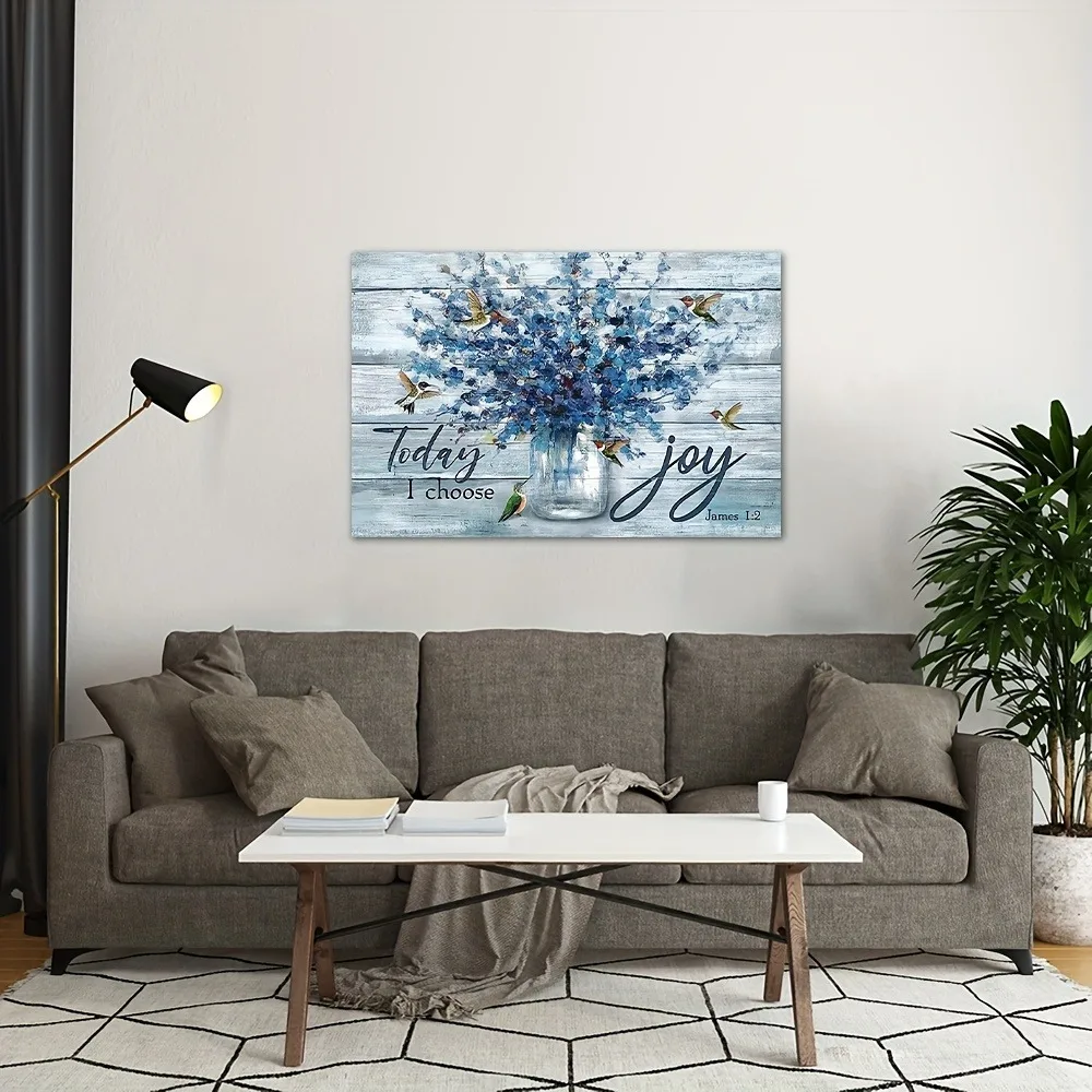 سمك 1.5 بوصة، جدارية جدارية، لوحة مستوحاة من الزهور والطيور الطنانة، مناسبة للديكور الداخلي