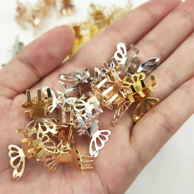 10pcs Mini Hollow Out Butterfly Design Sweet Metal Hair Clip Retro Bangs Fixed Clip Decoration Hair Grasping For Women And Girls image 4