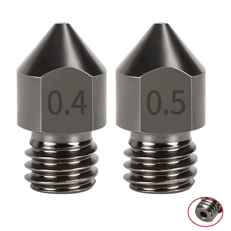 5PCS MK8 Nozzle Hard Steel 0.2,0.4,0.6 mm Nozzles For 1.75mm Filament Ender 3 PRO CR10 Hotend 3D Printer Hardened Steel Nozzles 6