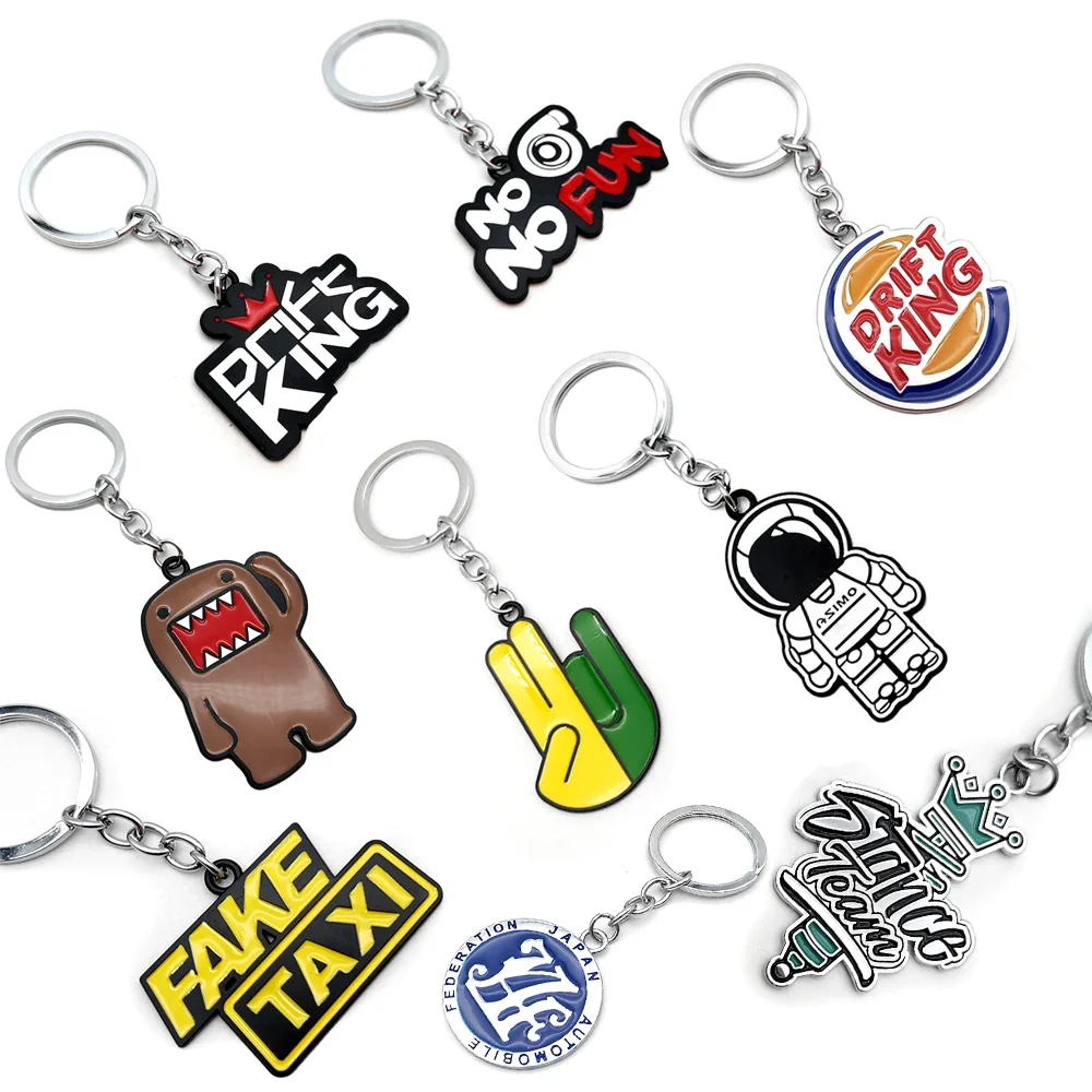

Hot 3D Metal Turbo JAF Keychain JDM Culture Car Auto Parts Key Chain JDM Domo Fake Taxi Keychian Drift King Racing Accessories