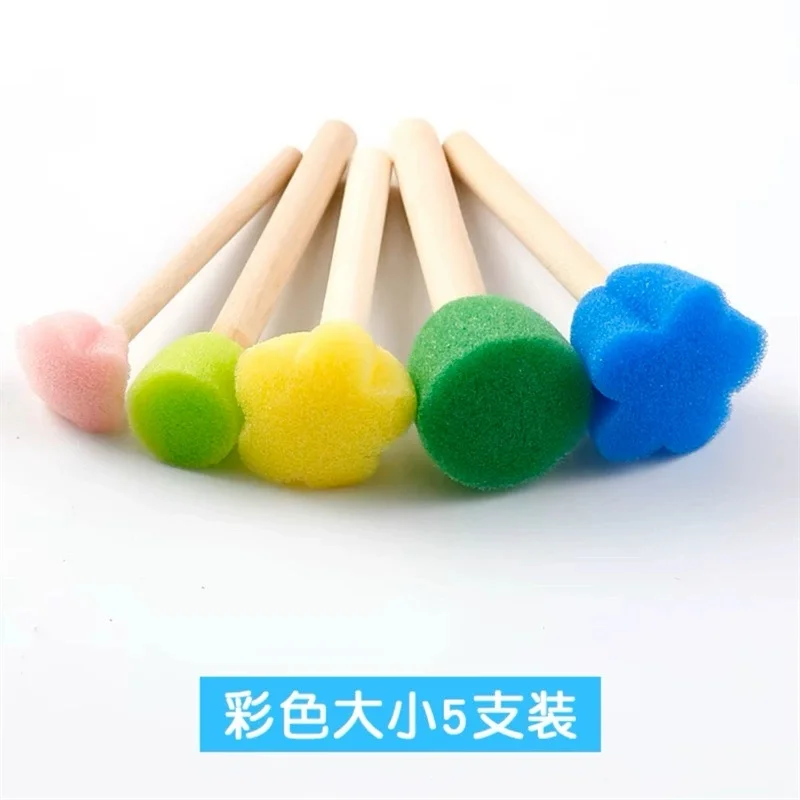 5Pcs Colorful Flower Sponge Stamps Mushroom Head Painting Brushes Early Education DIY Art Drawing Tools