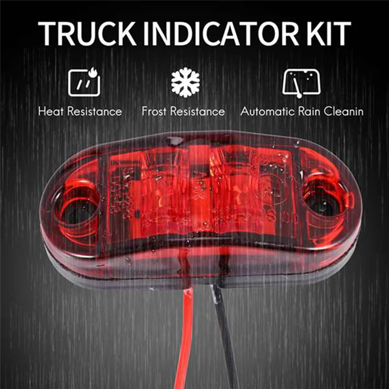 Amber Red 2.5 inch Oval LED Trailer Truck Clearance Light Side Marker Light 8PCS, Waterproof Marker Indicators