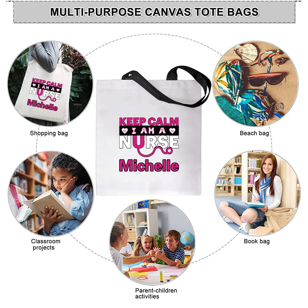 اسم مخصص واحد الكتف حقيبة قماش قنب موضة قابل للغسل Crossbody الحقيبة عالية الجودة تخزين حزمة أكياس التسوق القابلة للطي