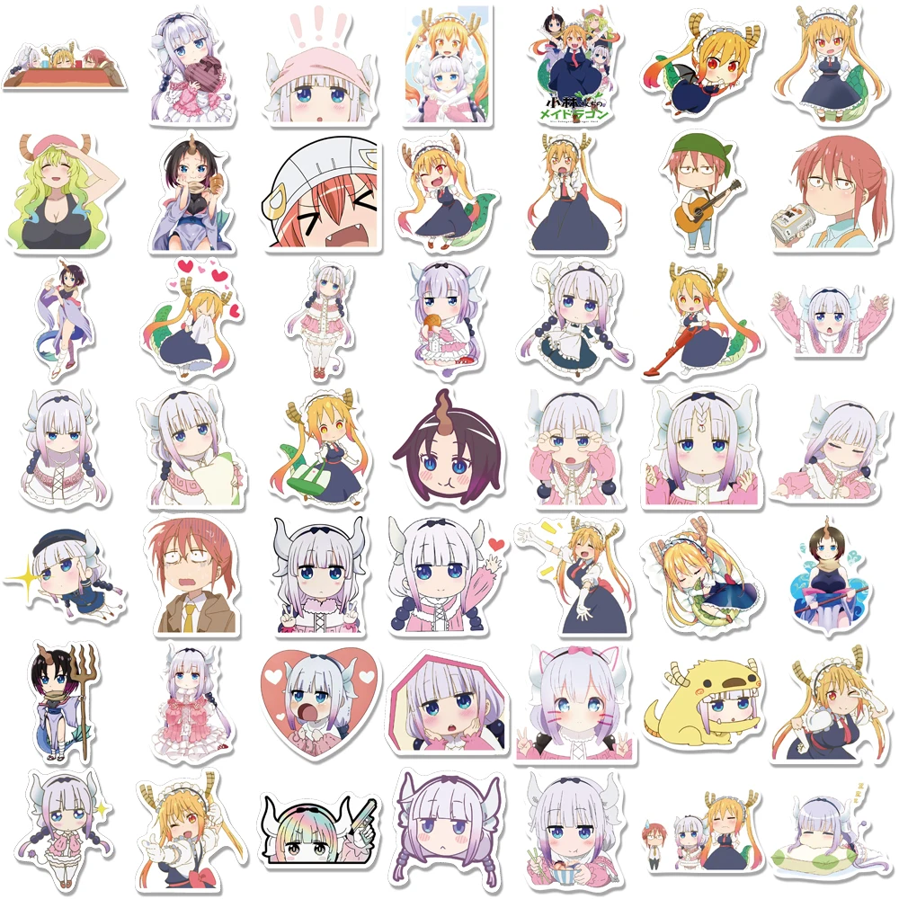 50PCS Anime Sticker Miss Kobayashi\'s Dragon Maid Cute Girl Decals for Skateboard Laptop Luggage Waterproof Car Sticker toys