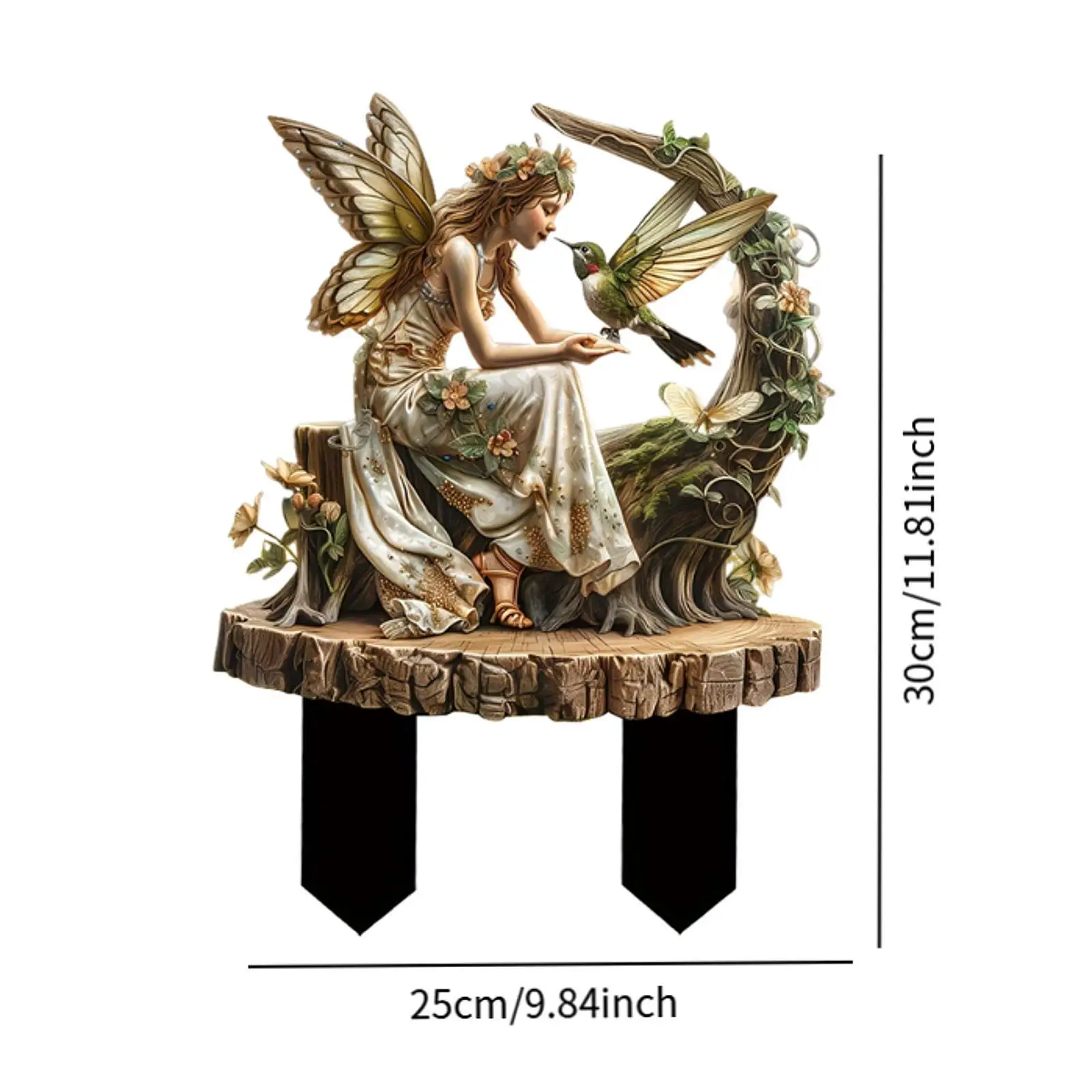 Fairy Decorative Garden Stake 2D Flower Pot Decor Acrylic Sign Yard Art Decor for Outside Bonsai Indoor Outdoor Yard Pathway