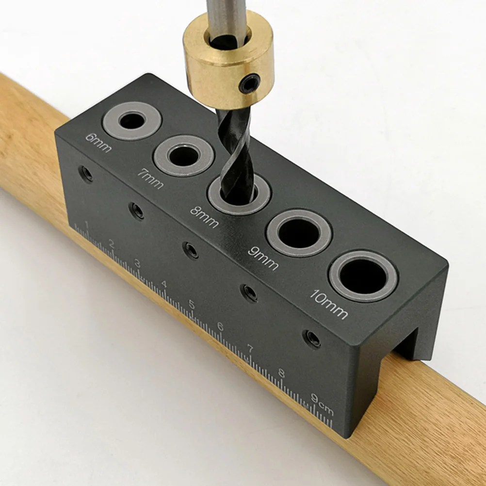 

Metal Woodworking Drill Guide Round Tube Locating Punch 6-10Mm Hole Puncher Drill Fixture With Cover Black For Precise Wood