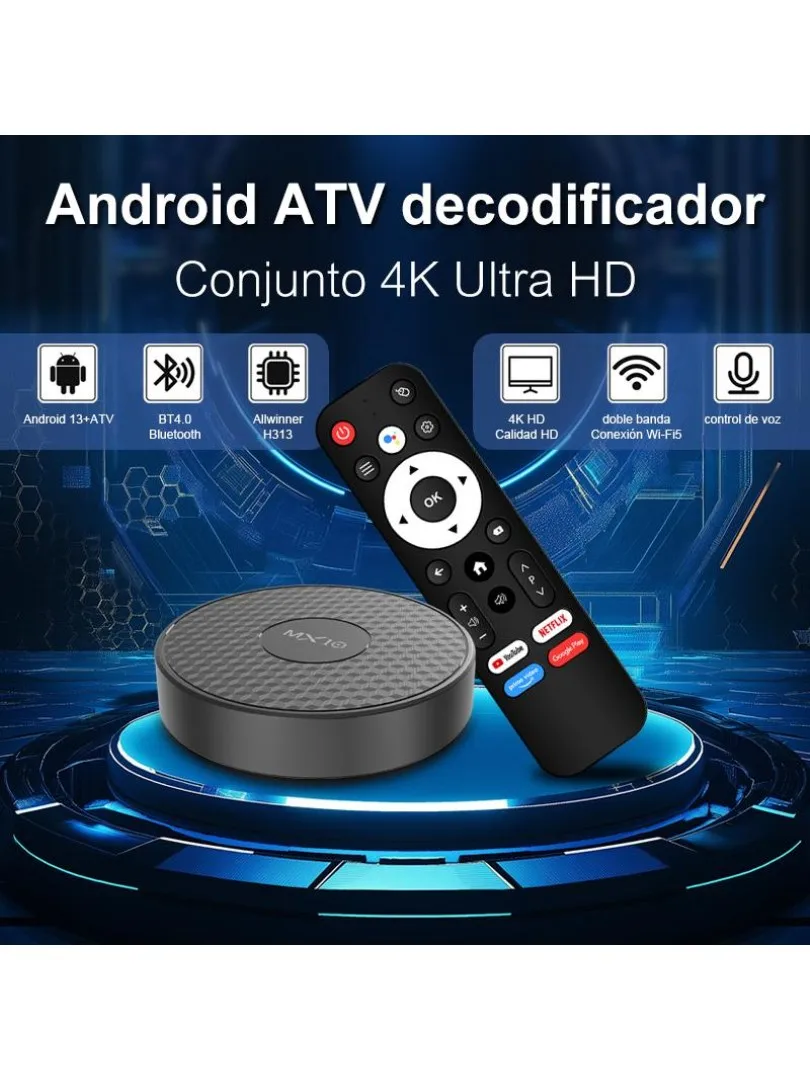 Chromecast Google TV Box MX10 K3 1,5 Go de RAM 8 Go eMMC Allwinner H313 Flash Home cinéma intelligent avec plus de 30 multilingue