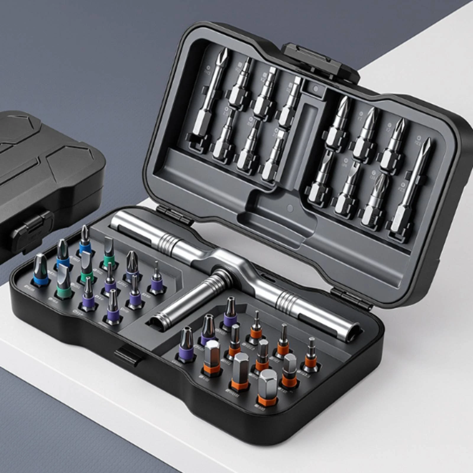 Precision Ratcheting Screwdriver Set Compact Multi Bit Screwdriver Kit Repair Tool Portable Organized Storage