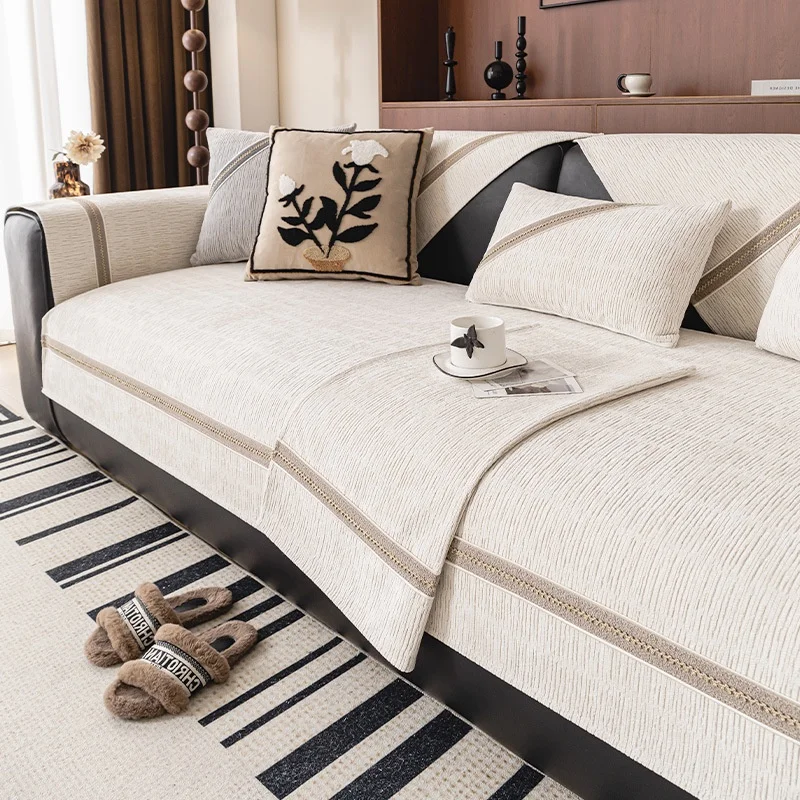 All Season Universal Chenille Sofa Cushion Webbing Decor Quilted Seat Pad Non-slip Anti-scratch Sofa Protector Slipcovers