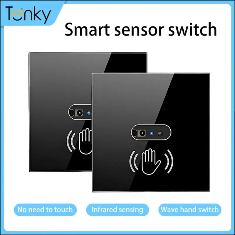 

TENKY Smart Wall Light Switch Infrared Sensor No Need Touch EU Glass Screen Panel Neutral Wire Human Body Induction On Off Lam