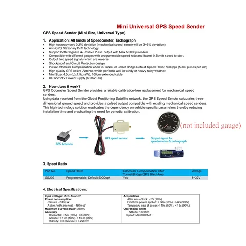 Мини-адаптер для измерения скорости GPS, одометр, спидометр, датчик сигнала 5000ppk/15000ppk