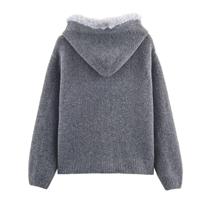 Inverno 2025 Cappello lavorato a maglia casual da donna Cordoncino Nappa Cardigan aperto Plu Long Sve Commute Sle Faion Maglieria da donna