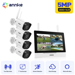 ANNKE WTL500 5MP Super HD 4Ch 7âģ Monitor Wireless NVR CCTV System Motion Detection 4PCS Cameras Two-Way Audio IR Night Vision