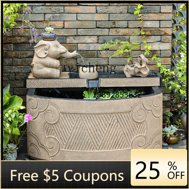 L14-  courtyard flowing water landscape outdoor fountain waterfall balcony garden layout outdoor rockery fish  circulating water