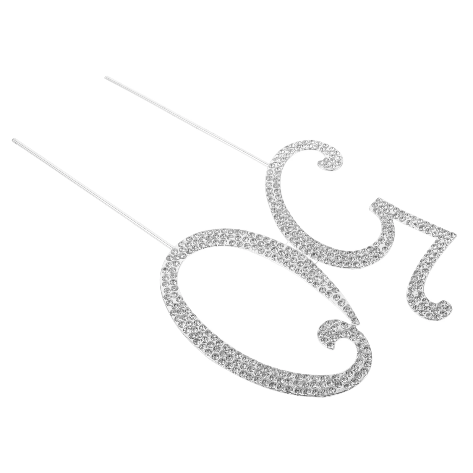 

50 Rhinestone Cake Toppers Silver Anniversary Decorations Elegant Birthday Party Banquet Reusable Alloy
