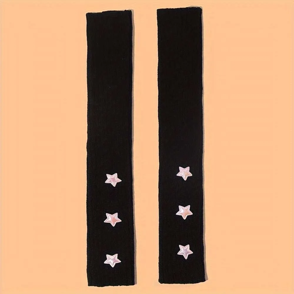 

Длинные защитные эластичные вязаные митенки без пальцев в готическом стиле Y2K со звездами, дышащие, согревающие, для девушек