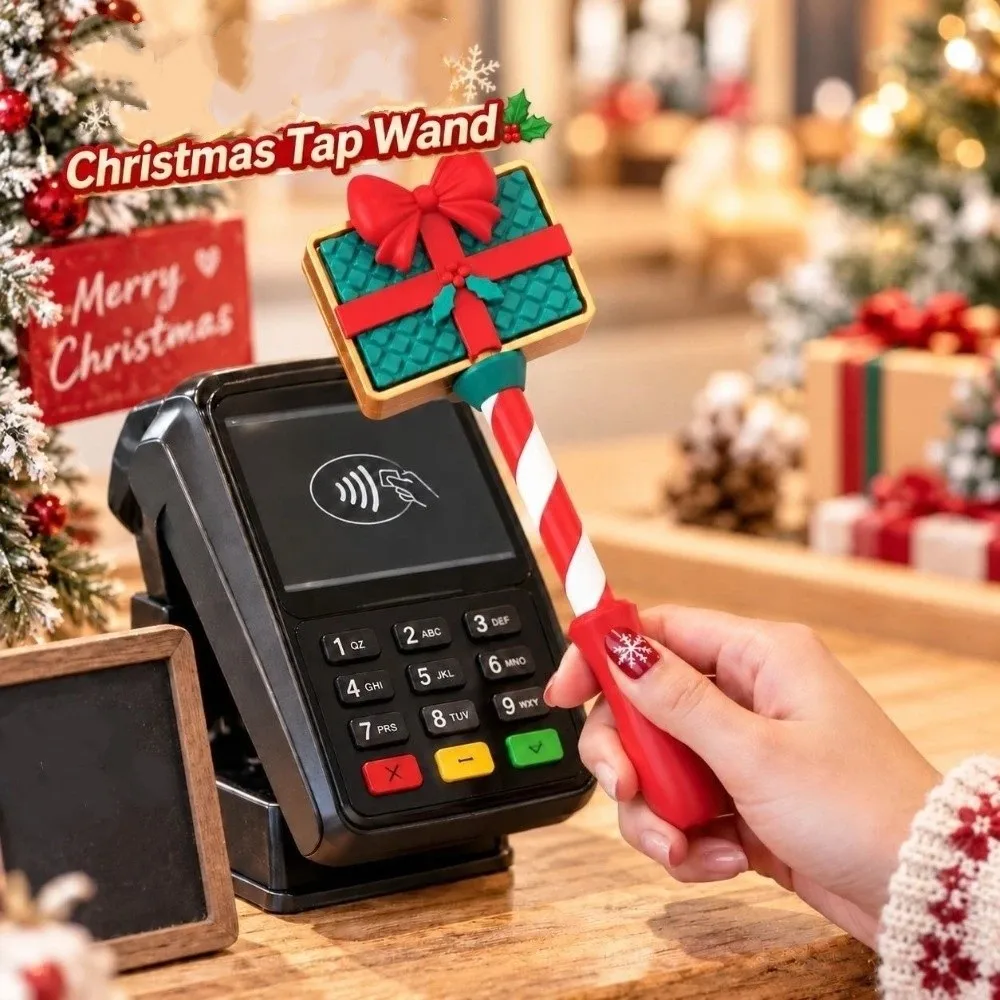 3D Printed Christmas Credit Card Wand Reindeer Plastic Contactless Payment Wand Handheld Non-Contact Xmas Credit Card Holder