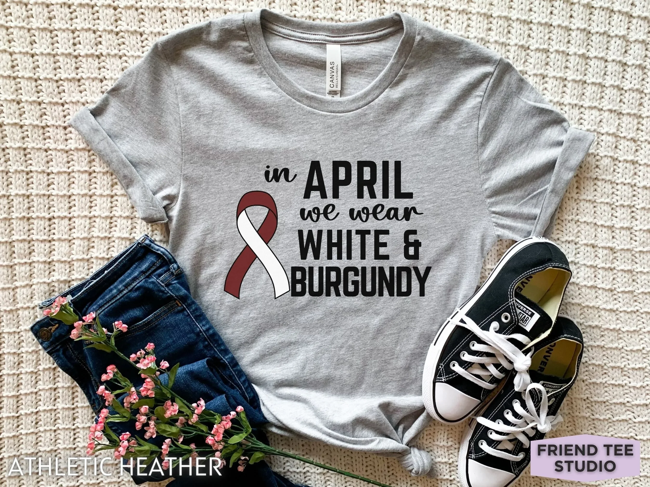 T-shirt de sensibilisation au cancer de la tête et du cou, mois de sensibilisation, ruban d'avril