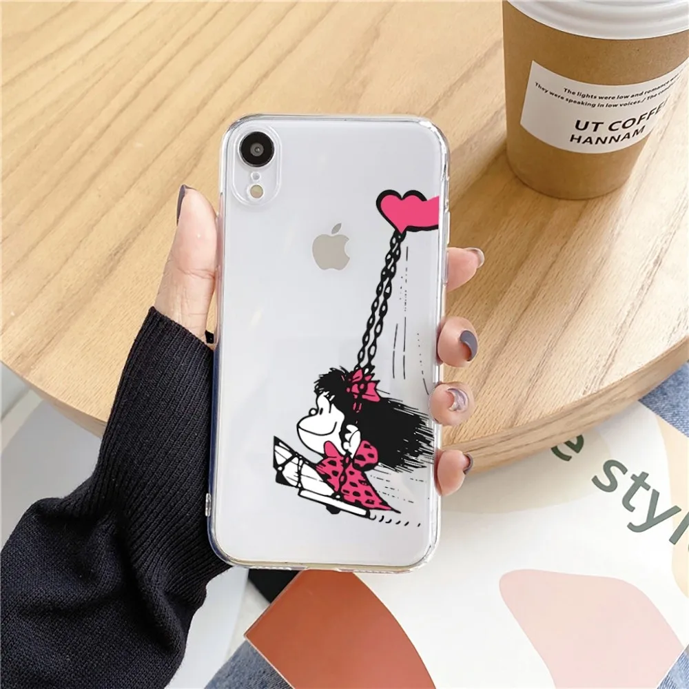 Mafalda Phone Case For Iphone 15 11 13 14 Pro Max 7 8 Plus X Xr Xs Max Se2020 12mini Transparent Cover