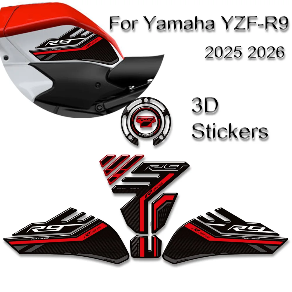 For Yamaha YZF-R9 YZFR9 YZF R9 Motorcycle Tank Pad Stickers Tank Pad Cap Grips Gas Fuel Kit Knee Decals Protection 2025 2026