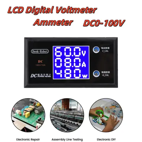 DC0-100V 10A LCD डिजिटल वोल्टमीटर एमीटर वाटमीटर वोल्टेज करंट पावर मीटर वोल्ट डिटेक्टर टेस्टर मॉनिटर 0-999W 6 best sales वोल्टेज करंट डिस्प्ले - №3