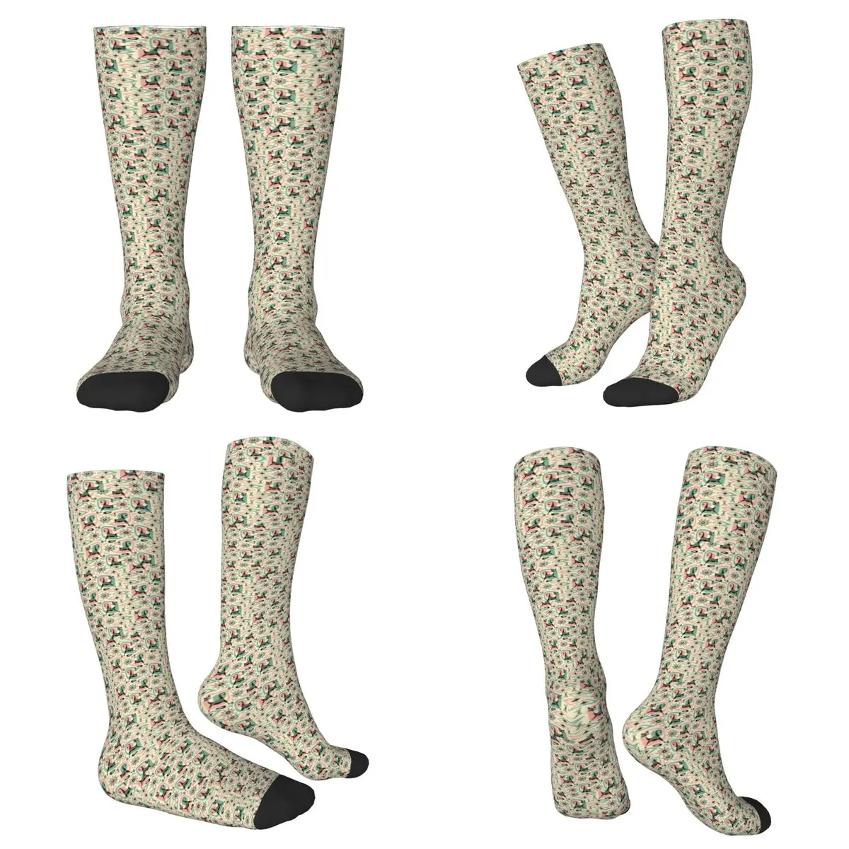 All Seasons Mid Century Cat Abstract Socks Harajuku Sport Middle Tube Socks Soft Fashion Stockings for Men Women