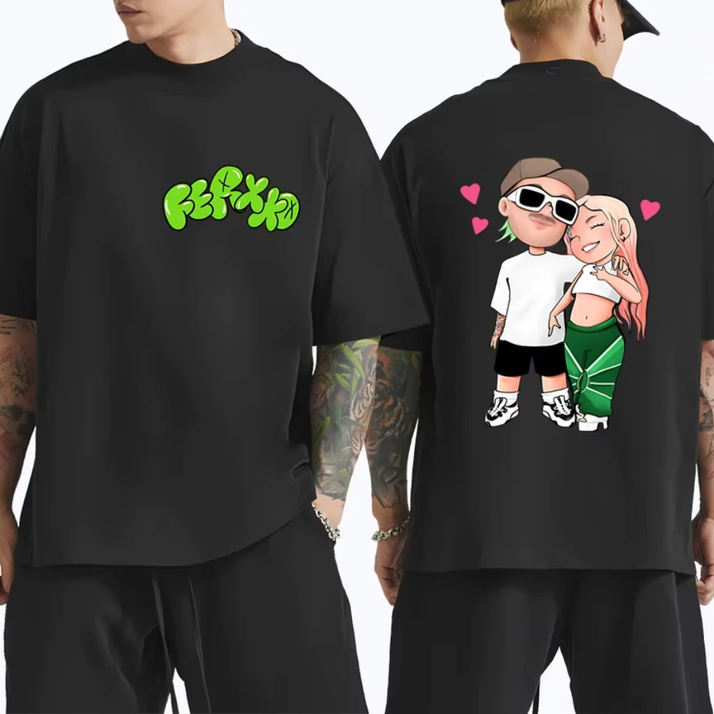 Gran oferta, camisetas de moda con gráficos Feid Ferxxo y Karol G, ropa informal estilo Hip Hop para hombres y mujeres, camisetas de manga corta de algodón Unisex