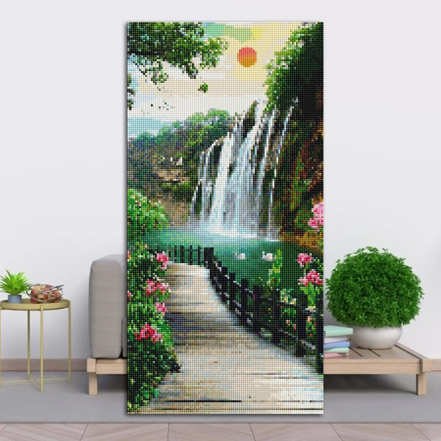 Sunrise Natural Scenic Waterfall Diamond Painting nuova collezione 2022 Carp Lake Large Size mosaico fai da te ricamo arti AA3875