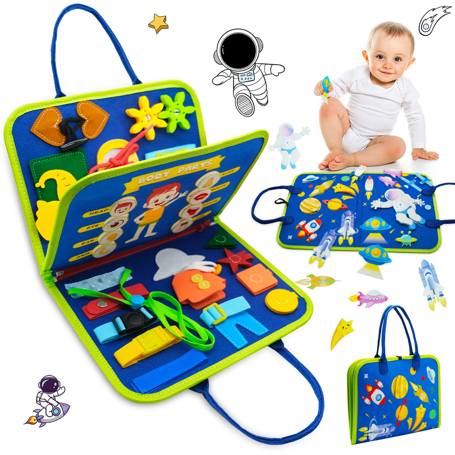 

Montessori Kids Travel Toy Felt Quiet Busy Board Educational Sensory Montessori Toys Preschool Activities for Fine Motor Skills