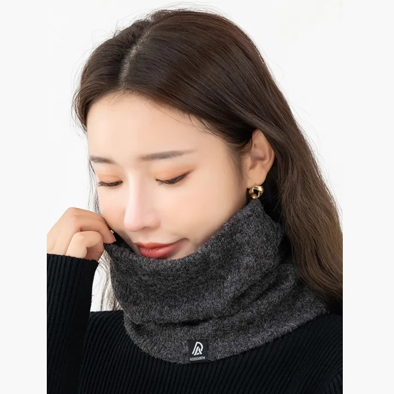 Hot Sale Winter Knit Ring Scarf With Velvet Unisex Riding Wool Neckscarf Solid Neck High Collar 2024 Pollover Echarpe