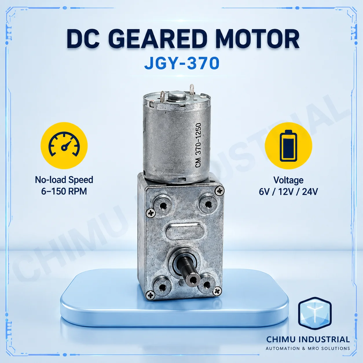 【CHIMU INDUSTRIAL】 for JGY370 DC Gear Motor 12V 24V High Torque Low Speed Worm Gear Motor