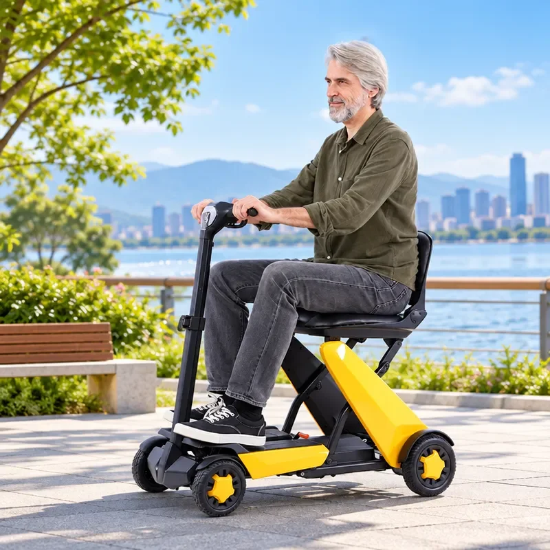 Foldable 4-wheel Elderly Electric Scooter Remote Control Lightweight Mobile Travel Moped Portable Electric Chair