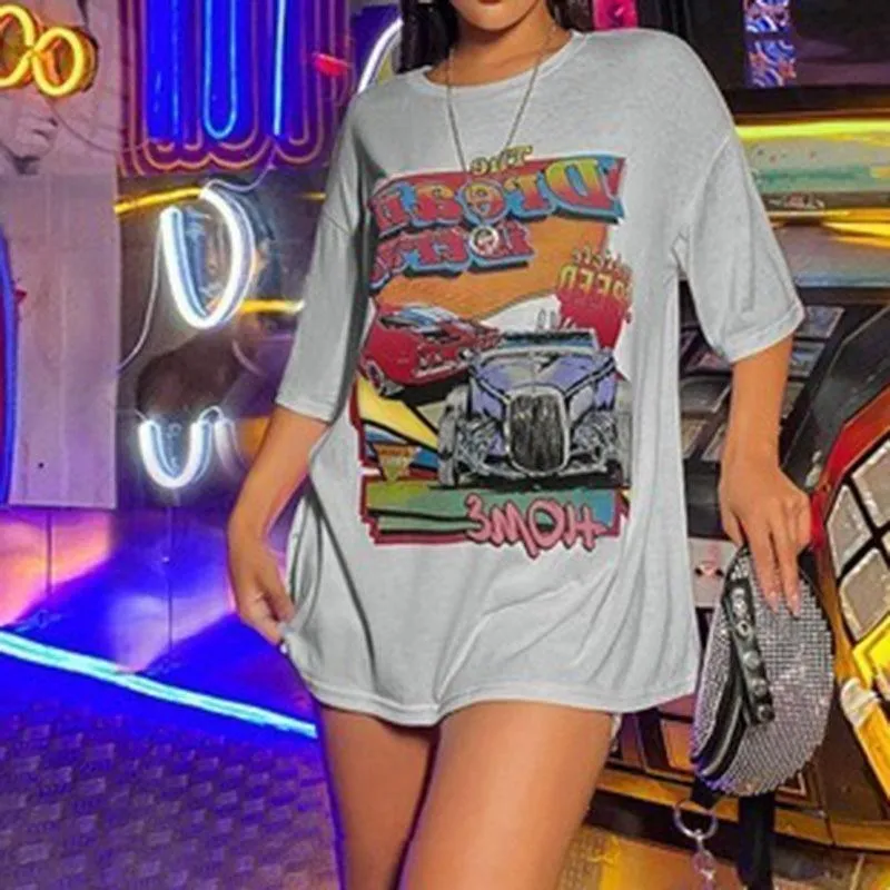 BIG PROMOTIONSNew street bottoming loose print shoulder short-sleeved white t-shirt female summer Korean wind tide brand women