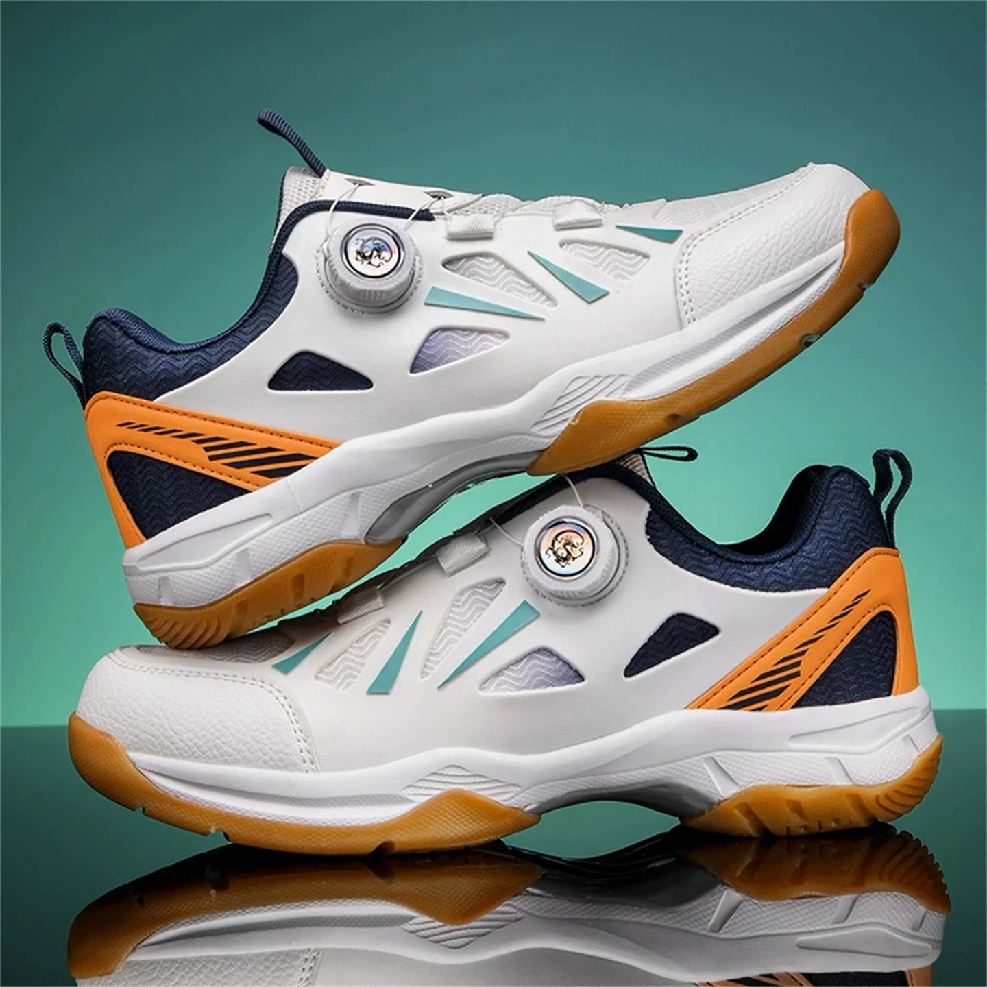Unisex Tennis/Badminton/Pickleball Shoes - Rotation Buckle Lace-Free Design, Light-Elastic Cushion Sole, Training Sneakers