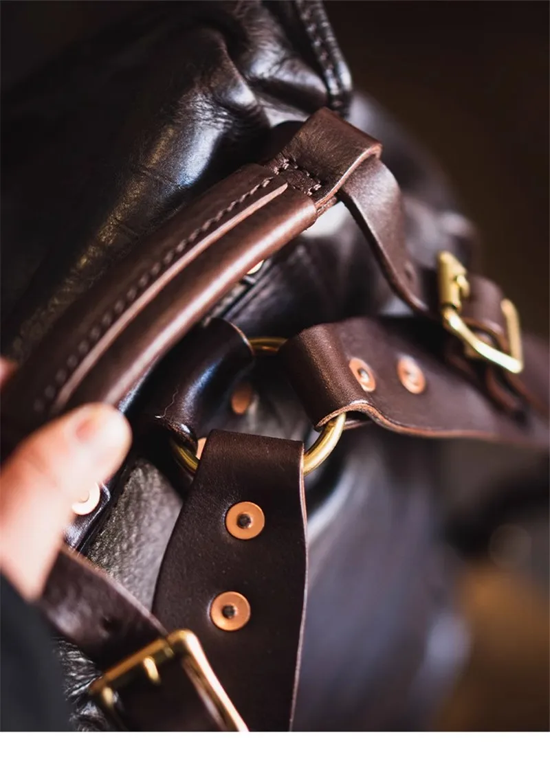 Outdoor casual travel first layer cowhide men's large-capacity backpack vintage designer handmade genuine leather schoolbags