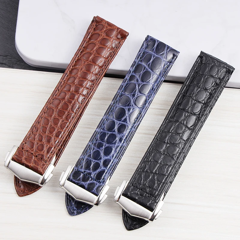 

18/19/20/21/22mm High Quality Crocodile Skin Strap For Omega Seamaster 300 Speedmaster De Ville Watchband Bracelet black brown