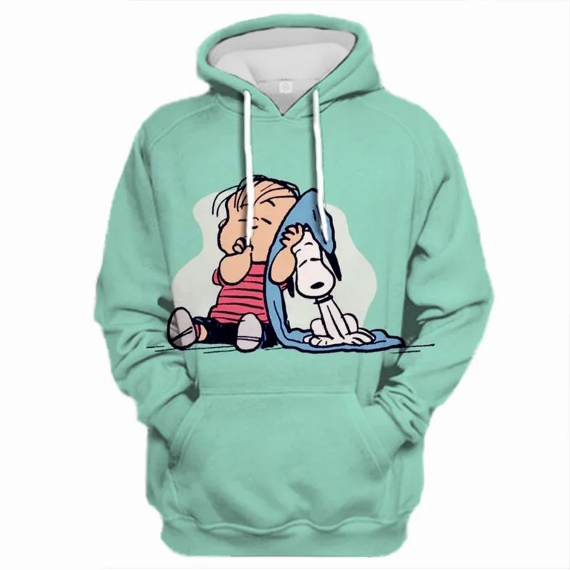 Snoopy Kawaii Cartoon Print Hoodie for Women Soft Casual Loose Sportwear Female Sweatshirt Warm Fleece Ladies Clothes 2024