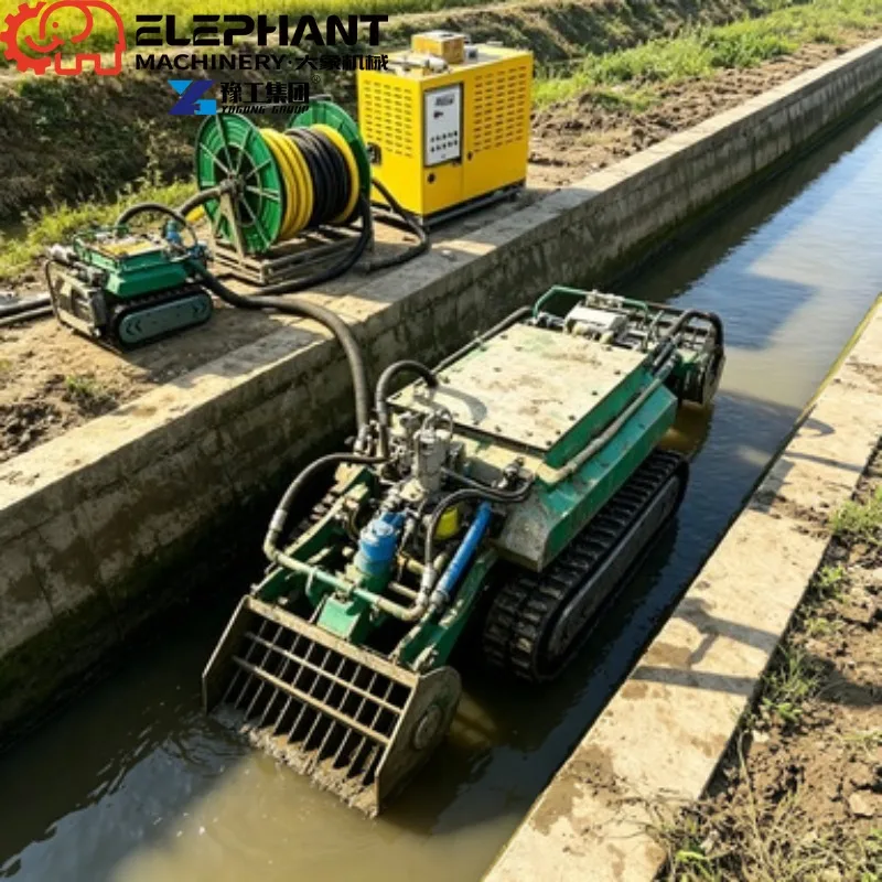 Pond Dredge Pipeline Robot Remote‑Controlled Tracked Underwater Machine For Silt Sand Sediment Sludge Cleaning