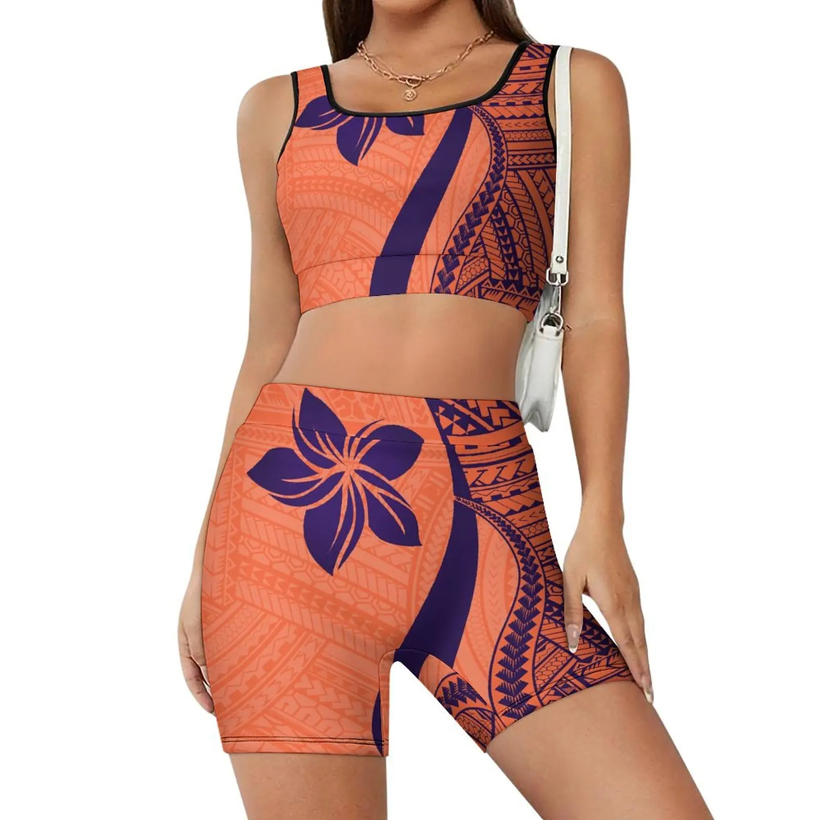 

New Color Tight Training Pants, New Polynesian Pattern Comfortable And Elastic Clothing Set, Custom Gym Clothes, Custom Print