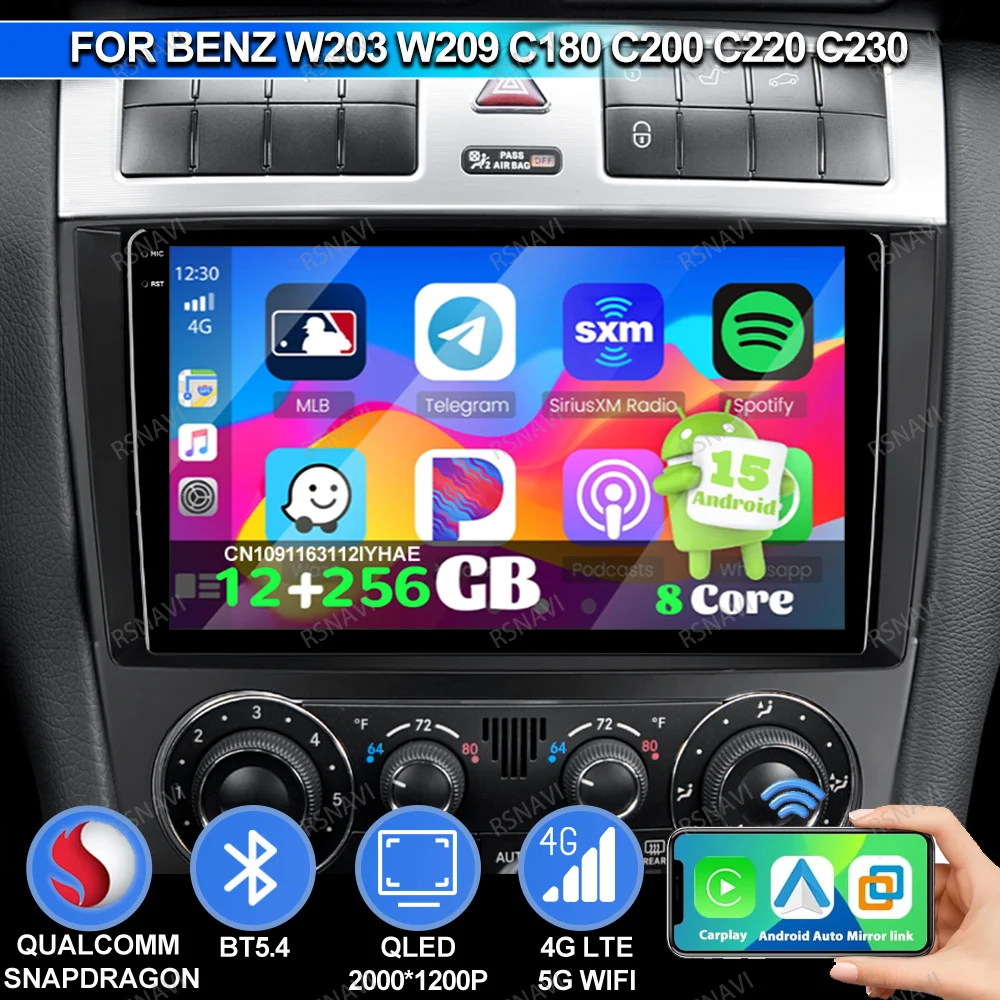 

Автомобильный радиоприемник Android 15 для Benz W203 W209 C180 C200 C220 C230 Аксессуары для салона автомобиля Tesla Model Y Аксессуары 2025 Passat B7 BT