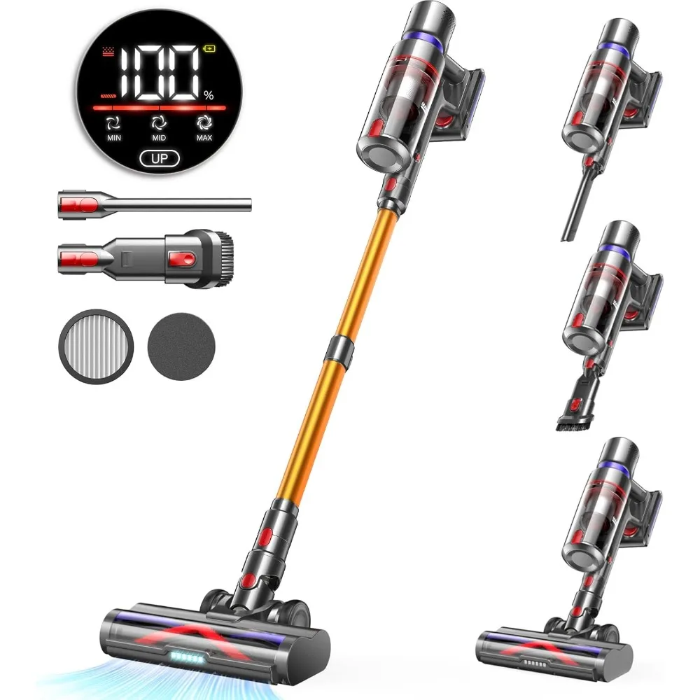 2025 Cordless Vacuum Cleaner,45Kpa 550W 60Mins Vacuum Cleaners Home,Stick Vacuum with LED Touch Screen,Anti-tangle Wireless