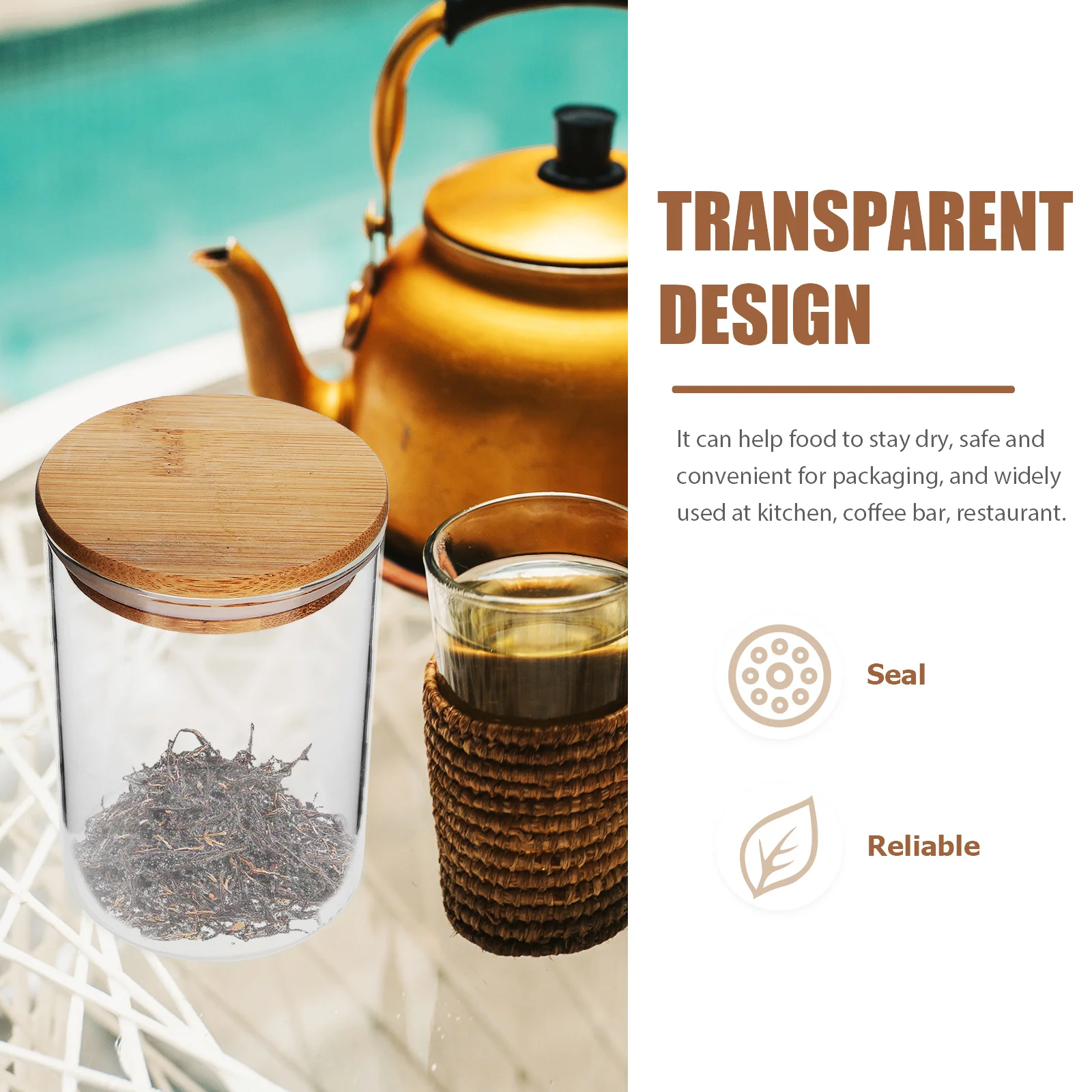 

3Pcs Glass Storage Jars Large Capacity for Dry Foods Tea Coffee Beans Nuts with Sturdy Wood Lid Design Glass Sealed Jar