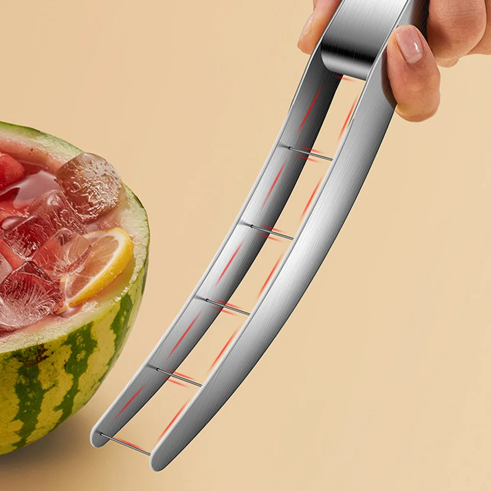 

Stainless Steel Watermelon Slicer Compact Fruit Cutting Tool Portable Kitchen Gadget Multipurpose Fruits Cutter Home