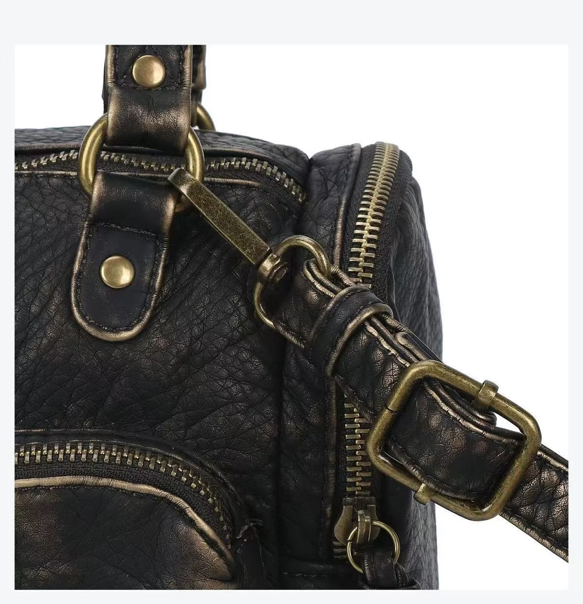 Vintage Damenhandtaschen Kleine Umhängetasche Boston-Tasche mit Tragegriff PU-Schultertasche Modische Dumpling-Tasche Schultertaschen mit mehreren Taschen – Detail 16
