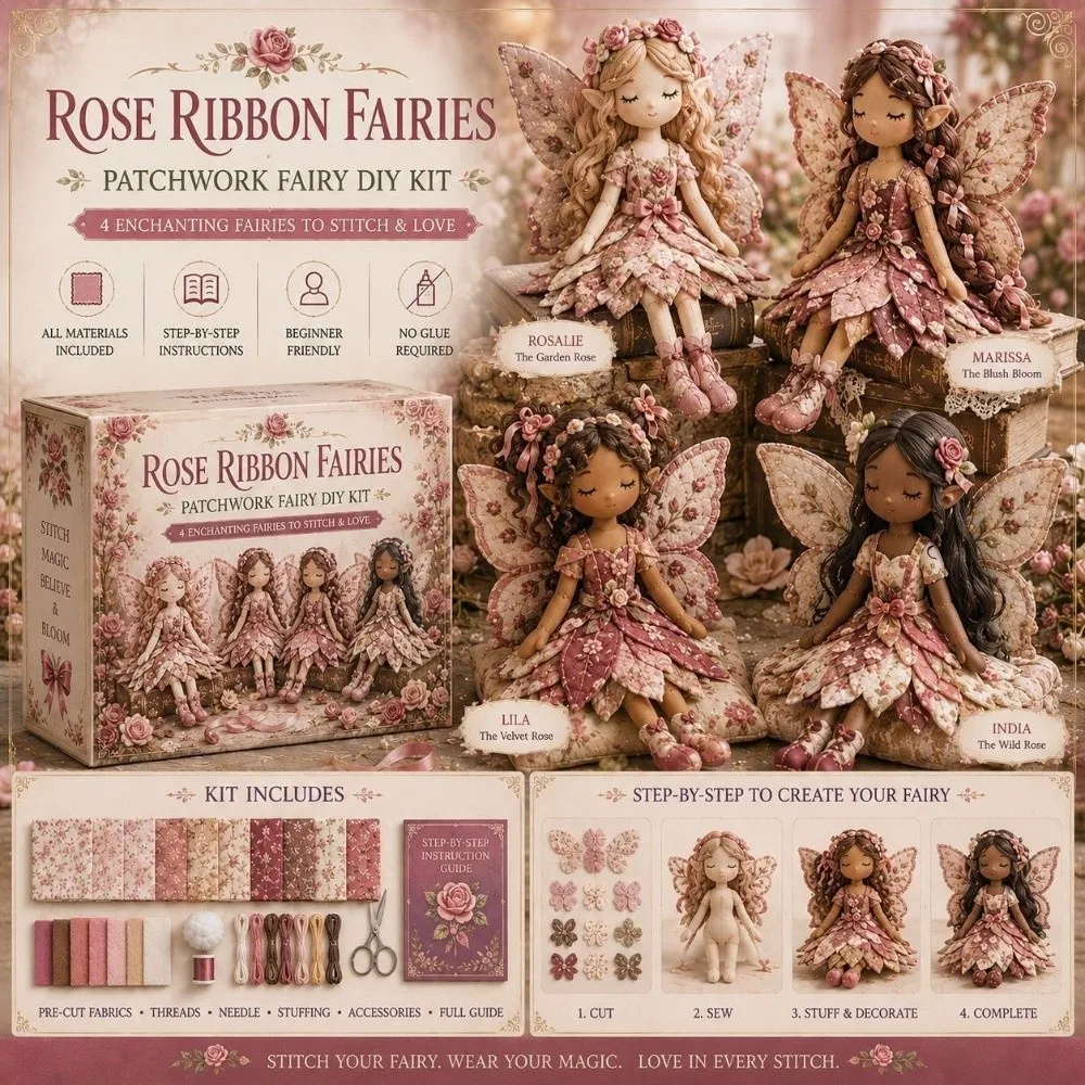 Pre-cut Fabric Flower Fairy Handmade Patchwork DIY Kit Beginner-friendly with Guidance Fairy Elf Patchwork Sewing Set Handmade