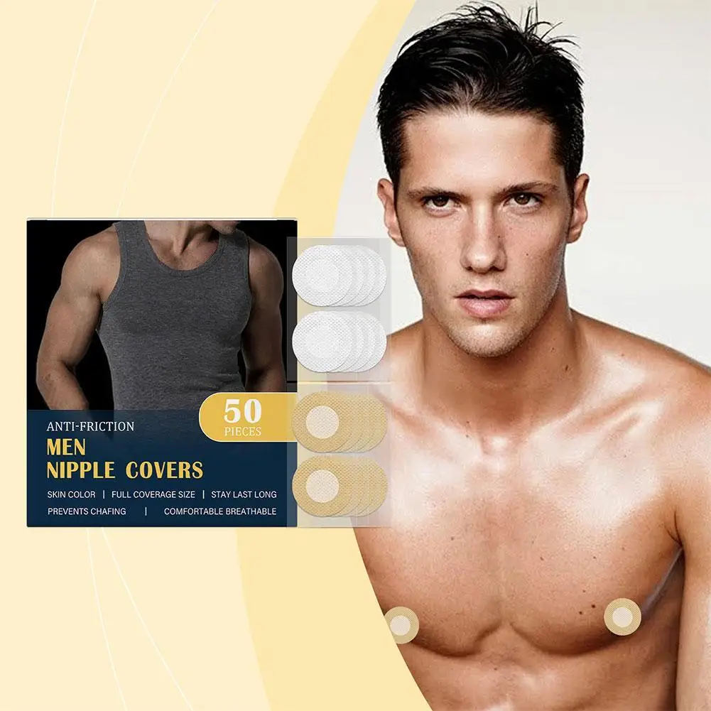 

50Pcs Invisible Men Nipple Cover Waterproof Traceless Chest Sticker Running Breathable Running Prevent Bump Thin Breast Patch