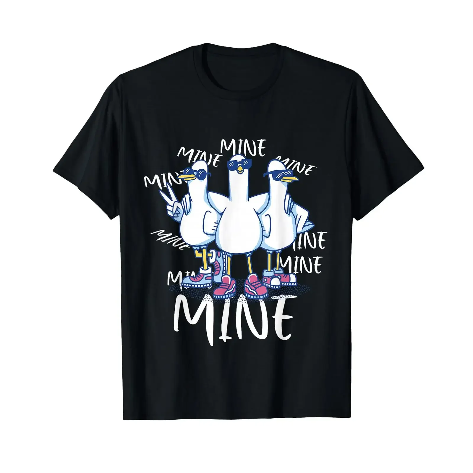 Funny Seagull Saying Mine Pigeon Retro Ocean Life T Shirt vintage Washed Unisex Stylish homme Comfortable Stretched Slightly